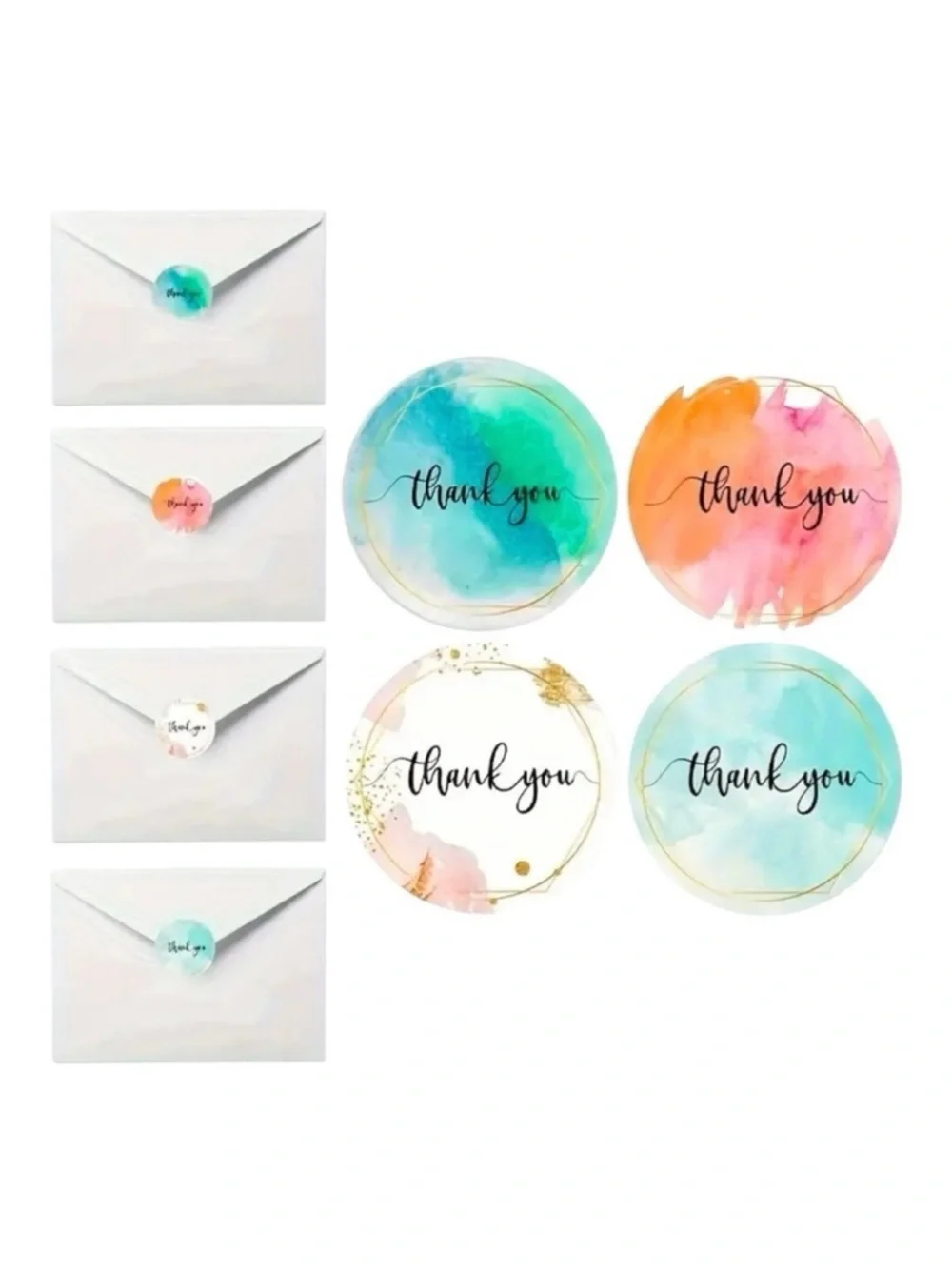 500 Thank You Stickers Roll 1” Round Packaging Labels Small Business NWT